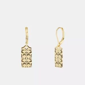 Coach Quilted Signature Drop Earrings